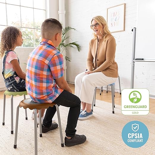 ECR4Kids Daisy Stackable Stool Set, Flexible Seating, Earthtone, 8-Piece