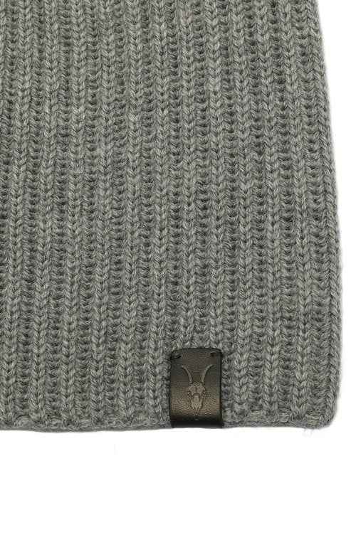 AllSaints Mens Merino Ribbed Beanie, Ribbed Hat with Logo Design, 100% Wool, Grey Marl