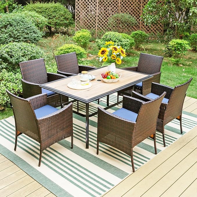 Sophia & William Wicker Patio Chairs Set of 2, 2 Pcs All-Weather Rattan Outdoor Dining Chairs with Seat Cushions