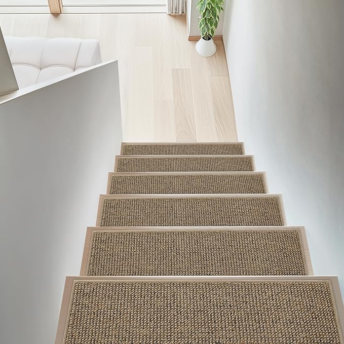 BEQHAUSE Stair Treads for Wooden Steps 28inX9in, Carpet Stair Treads Non Slip Indoor, Machine Washable Stair Runners for Kids Elders and Pets, Carpet for Stair Rugs Mat, TPE Backing, 1pcs, Taupe
