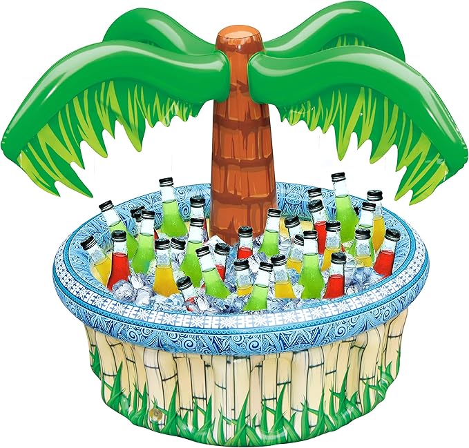 JOYIN 28” Inflatable Palm Tree Cooler, Luau Hawaiian Tropical Beach Themed Party Decorations, Blow Up Palm Trees Cooler Ou...
