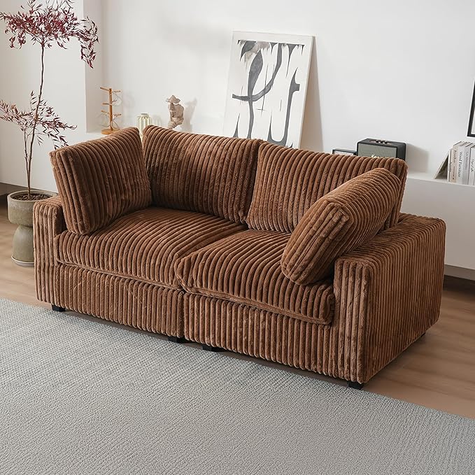 WJShome Cloud Modular Sectional Sofa,78" Plush LoveSofa Couch for Living Room,2 Seater Comfy Couch Deep Seat Couches,Sofa Covers Washable&Replaceable (Brown)