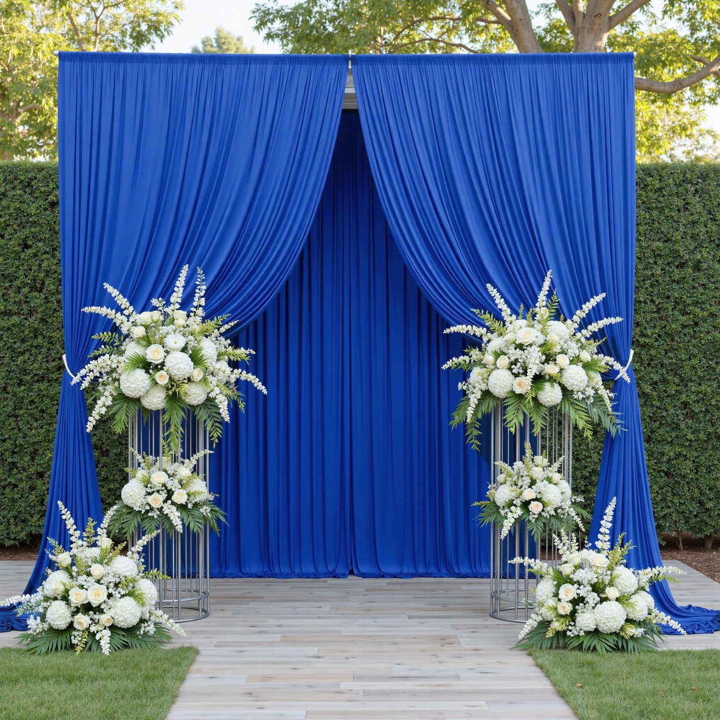 20ftx10ft Wrinkle Free Royal Blue Backdrop Curtains for Party Background, 4 Panels Silky Polyester Photo Backdrop Drapes 4 Panels Back Drop Cloth for Wedding Birthday Photography Baby Shower Decor