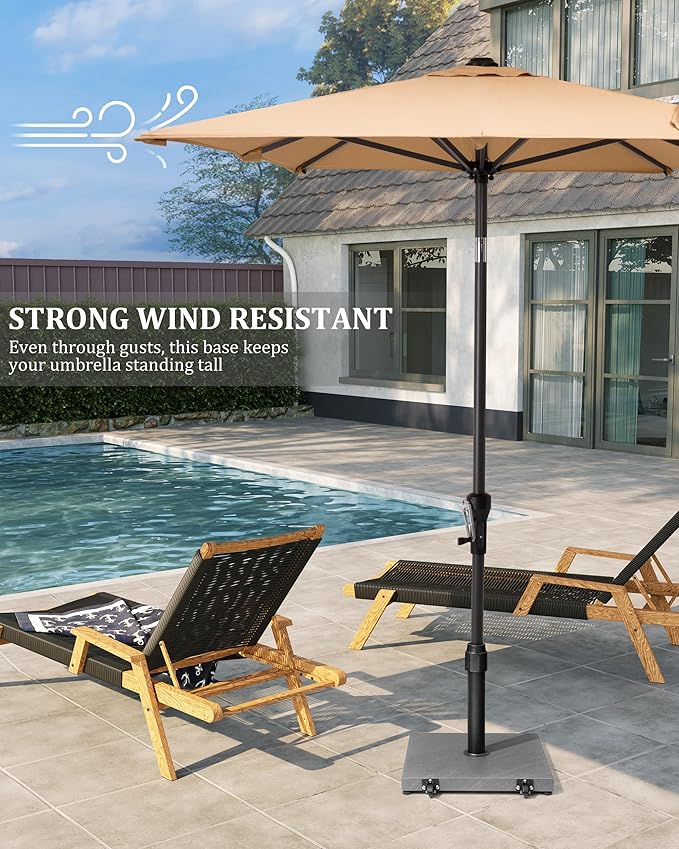 JOINHOM 42lbs Patio Umbrella Base with Wheels - Heavy Duty Outdoor Patio Market Umbrella Stand for Deck with Rollers, Poolside, Balcony, Wind-Resistant Design, Grey