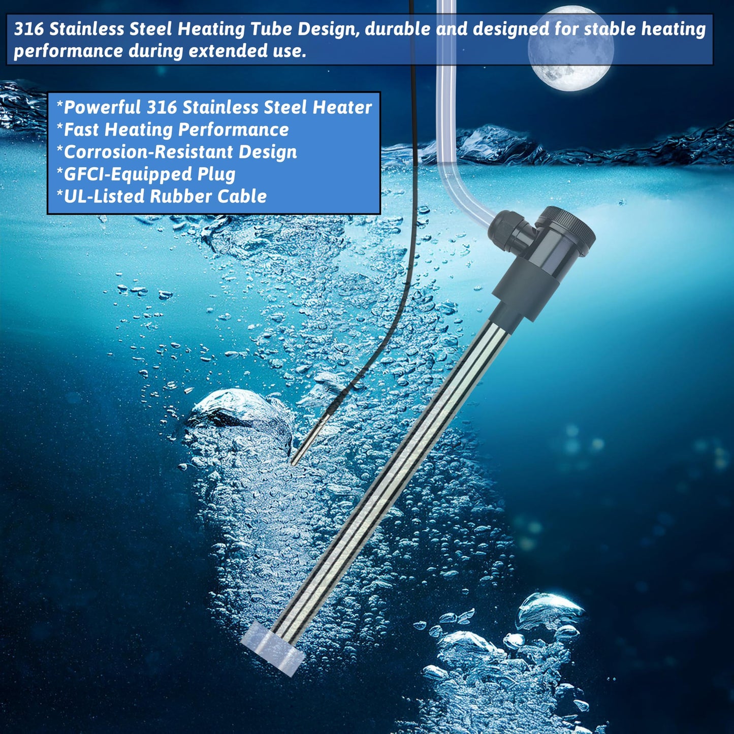 XCLBTFDC 3000W 240V Immersion Water Heater Portable Electric Hot Tub & Pool Submersible Water Heater with 131℉ Temp Control, WiFi Timer for Bathtub, Inflatable Pool, above ground pool & baptismal pool