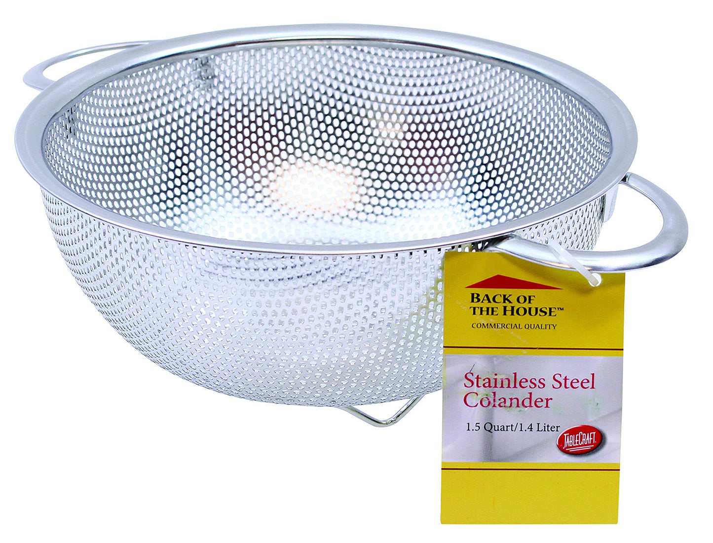 Tablecraft 1.5 Quart Colander with Handles, Stainless Steel