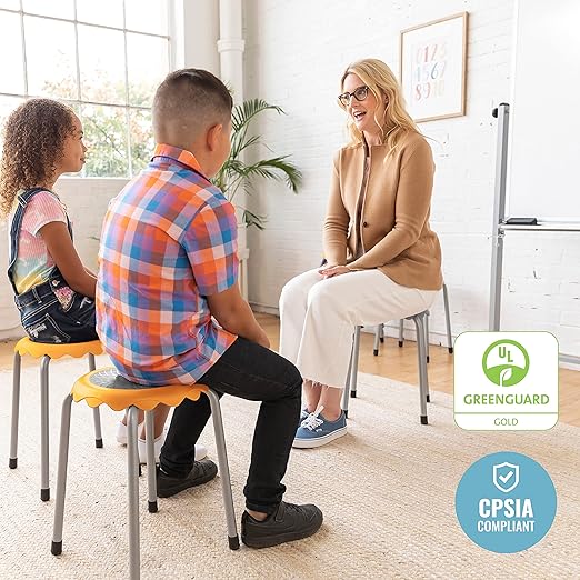 ECR4Kids Daisy Stackable Stool Set, Flexible Seating, Yellow, 8-Piece