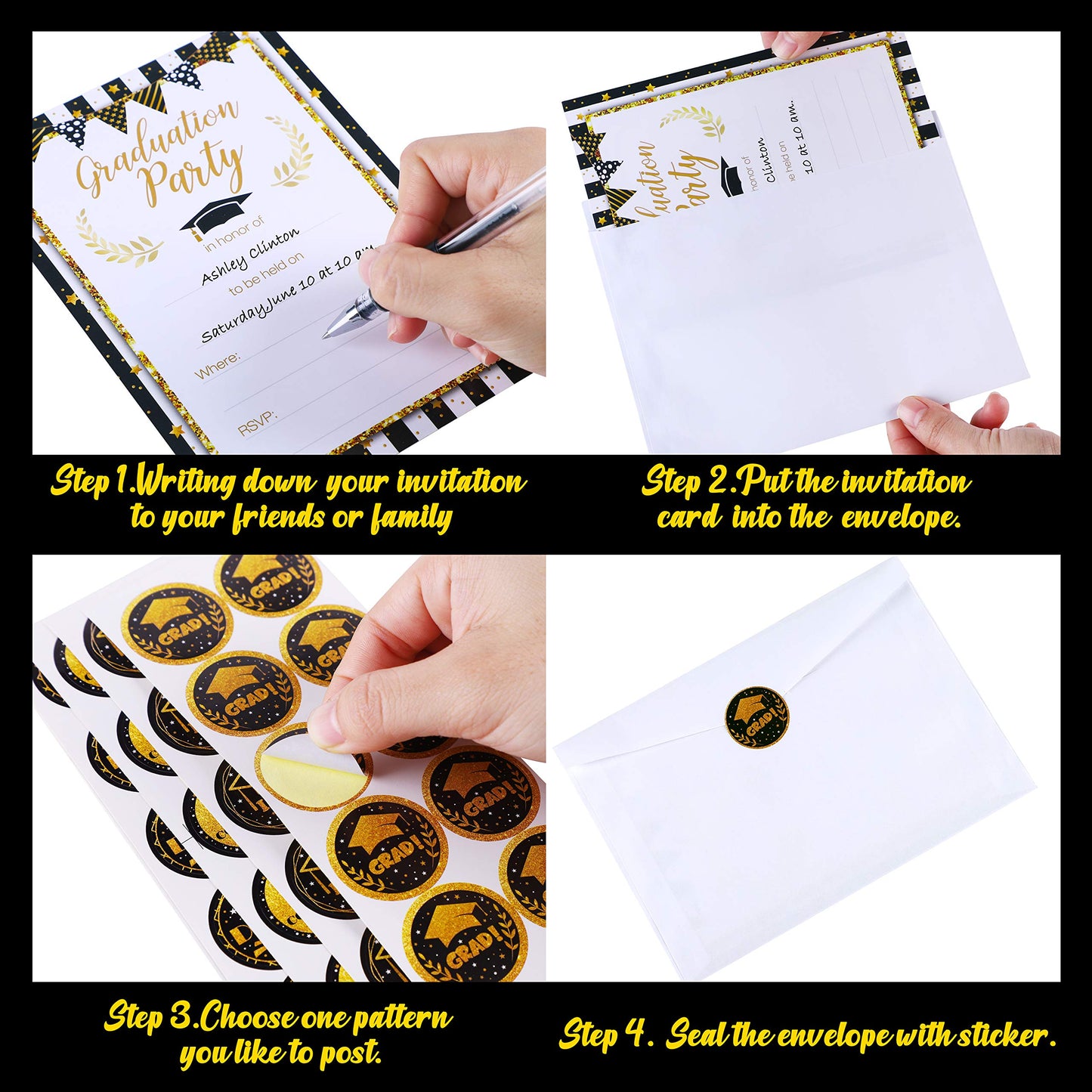 jollylife 156PCS Graduation Party Invitations 2025 Cards with Envelopes Stickers - Grad Congrats Announcements Supplies(2 Styles)