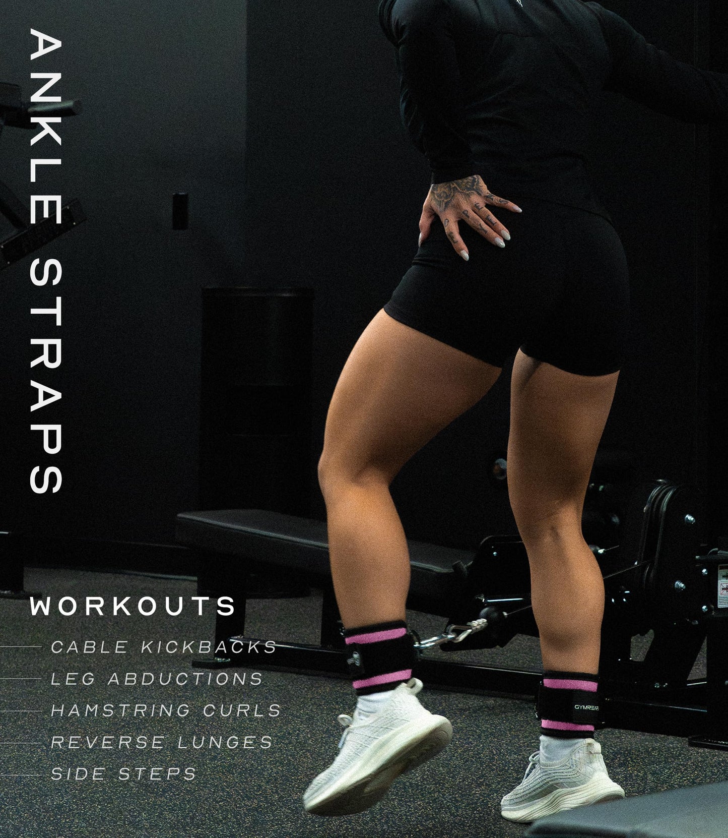 Gymreapers Ankle Strap (Single) For Cable Machine Kickbacks, Glute Workouts, Lower Body Exercises - Adjustable Leg Strap with Neoprene Padding (Pink, Single)