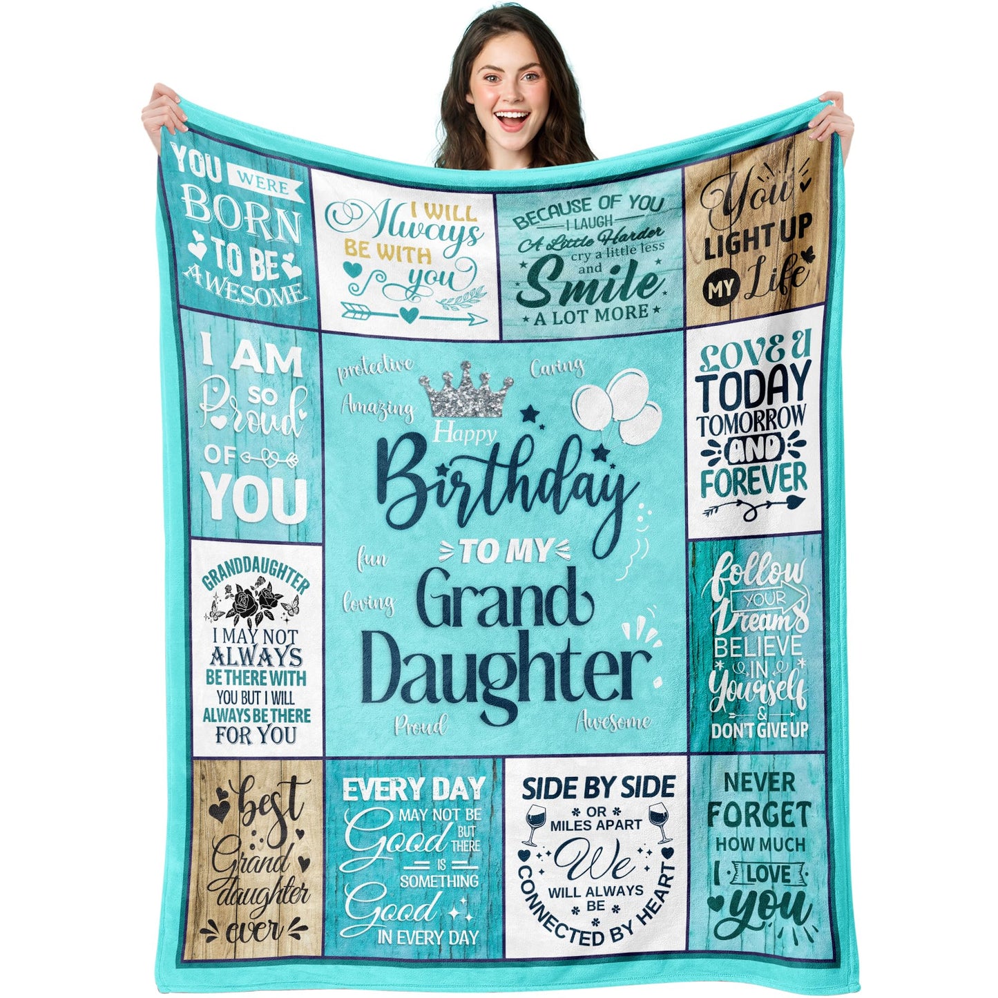 Keeinow Granddaughter Birthday Gifts, Granddaughter Birthday Gifts from Grandma Grandpa Grandparents, Happy Birthday Gifts for Granddaughter, to My Granddaughter Birthday Throw Blanket 60"x50"