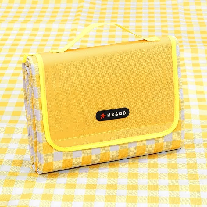 HX&OD Outdoor Picnic Blanket 80"X80" Picnic Mat Extra Large Camping Blanket Beach Blanket Foldable Waterproof Sand Mat Hik...