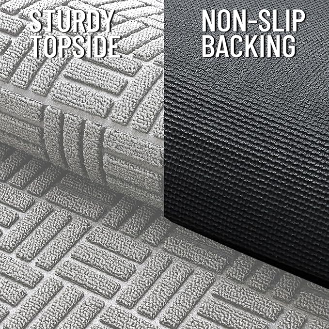 OLANLY Front Door Mat Outside Entrance 71x47, Absorbent, Heavy Duty Sturdy Natural Rubber Doormat Indoor Outdoor, Non-Slip, Stain and Fade Resistant, Low Profile Floor Mat for Entryway, Light Gray