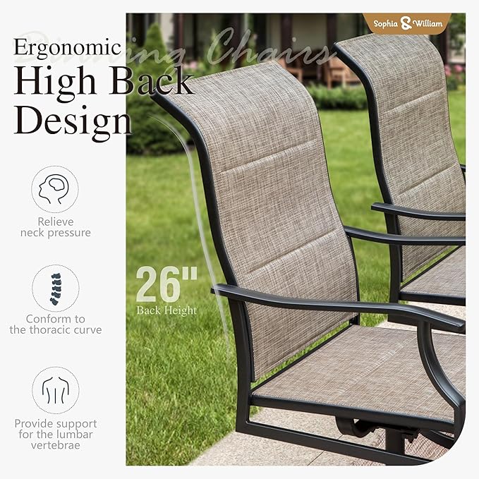 Sophia & William Outdoor Patio Swivel Dining Chairs Set of 8, High Back Padded Patio Dining Chairs, All Weather Textilene Mesh Fabric for Backyard, Poolside, Balcony and Garden