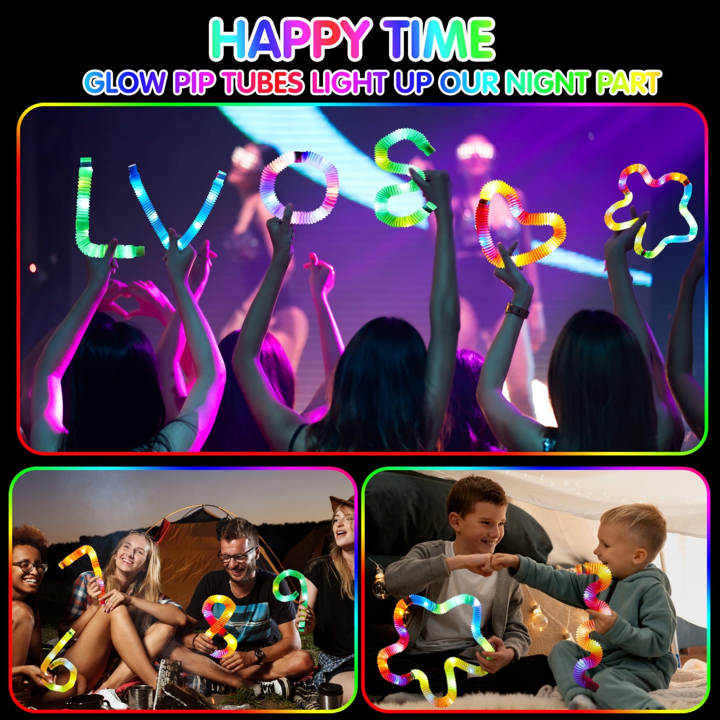 JOYIN 9 Pack Glow Sticks Party Favors for Kids, Light Up Pop Tubes Glow Necklaces Bracelets Party Supplies for Toddlers Boys Girls Birthday Gifts, Christmas, Halloween Goodie bags