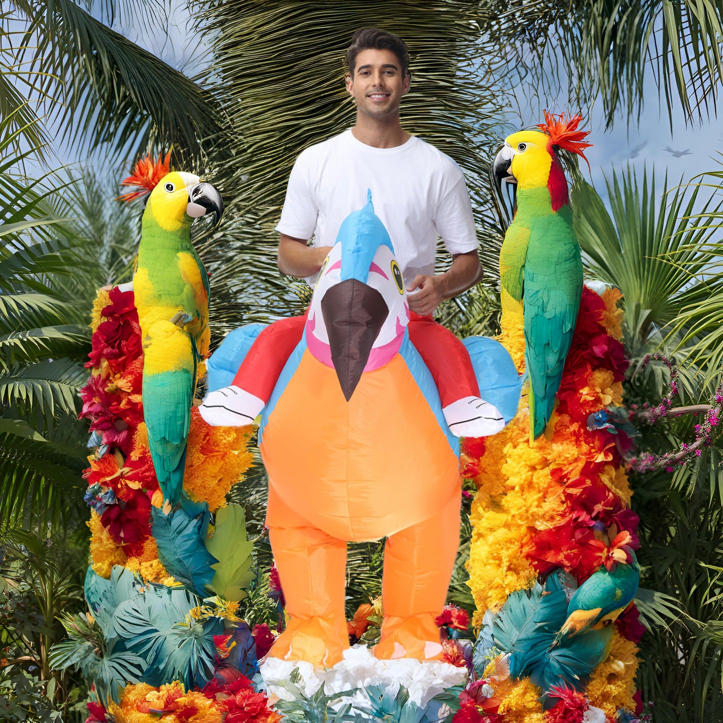 JASHKE Parrot Costume Adult Inflatable Parrot Costumes Inflatable Halloween costumes Blow up Costume Adult