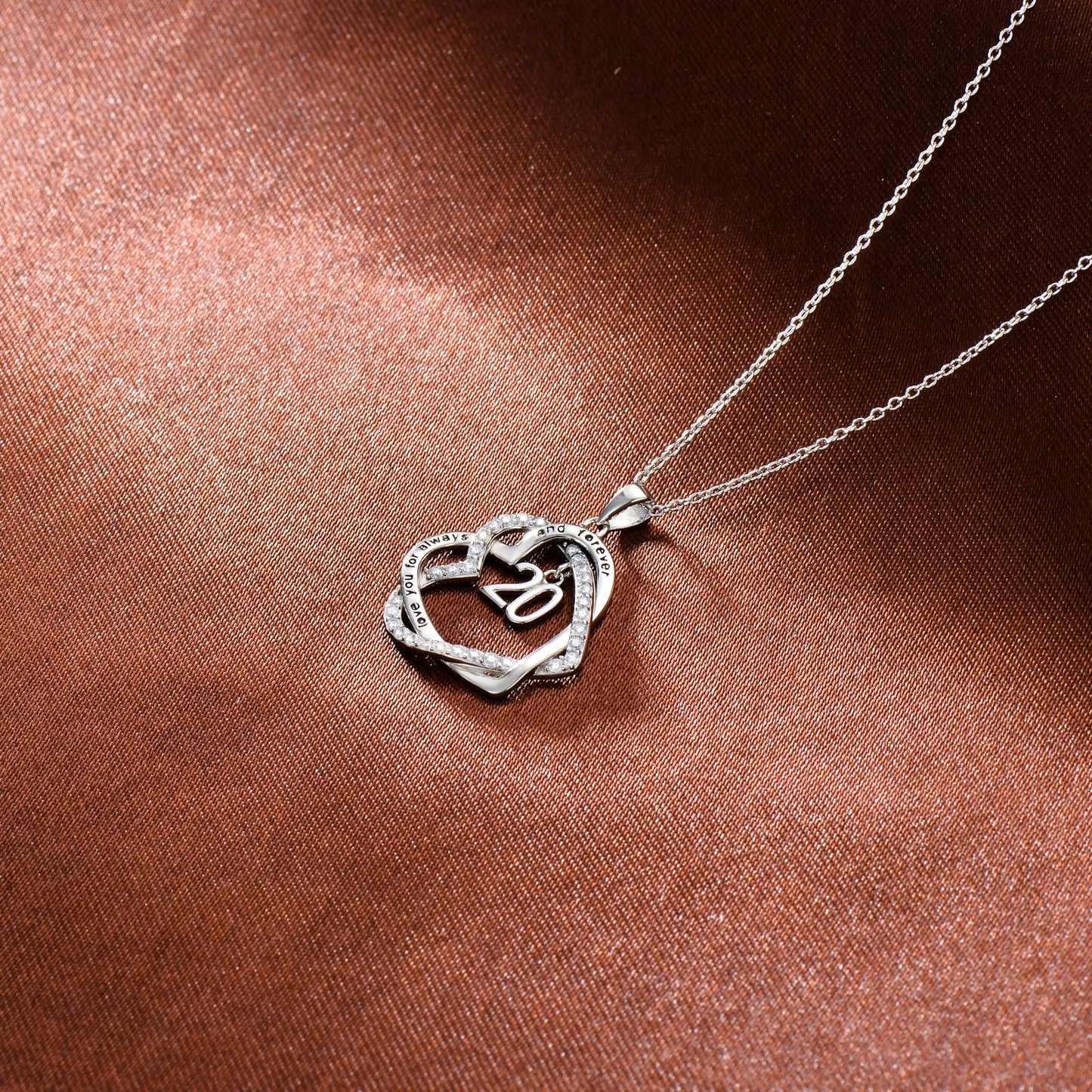 TOUPOP 20th Birthday Gifts for Women Sterling Silver Forever Love Heart Pendant Necklace Sweet 20 Necklace Anniversary Jewelry 20 Years Old Jewelry Gifts for Her Girlfriend