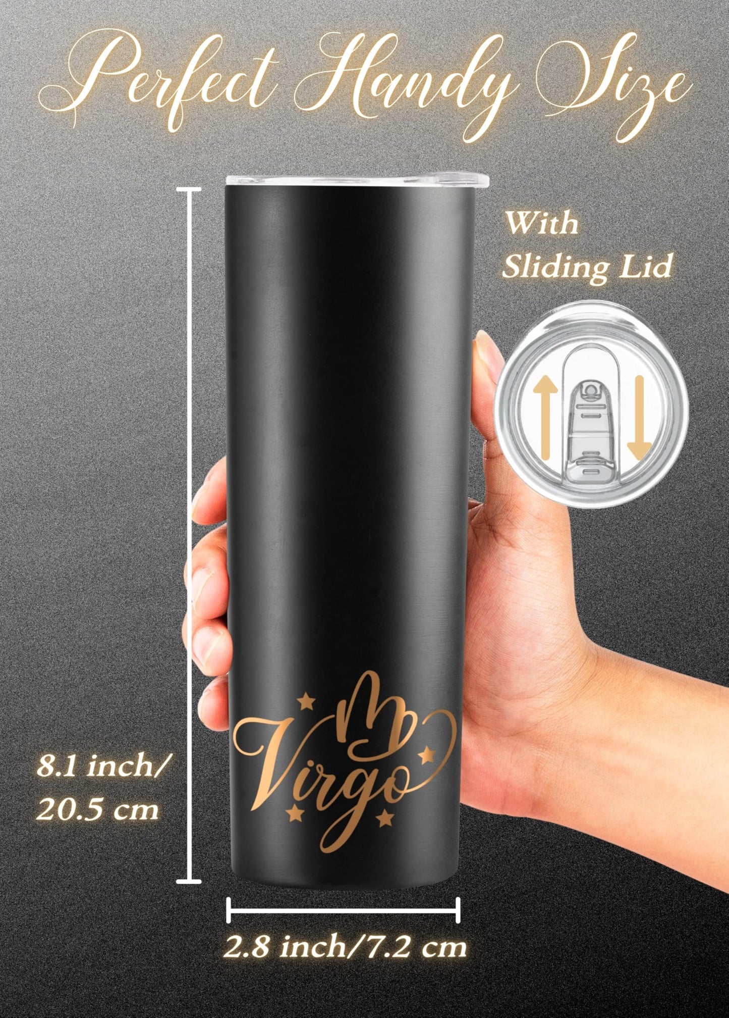 Onebttl Zodiac Gifts for Women, Best Friend Birthday Gifts for Her, 20oz Stainless Steel Tumbler, Printed Logo Black, Virgo
