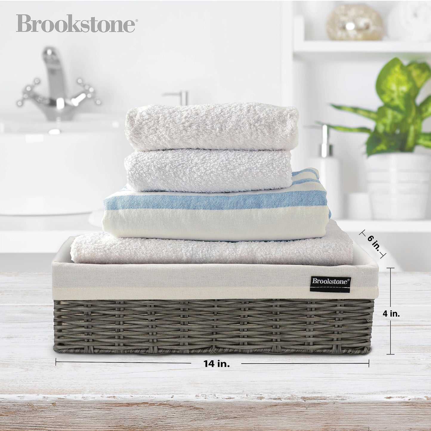 Brookstone Wicker Shelf Storage Basket Decorative Shelf Bin, bathroom organizers and storage, Boho Living Room Decor, Summer Storage 2025 - 2 Pack