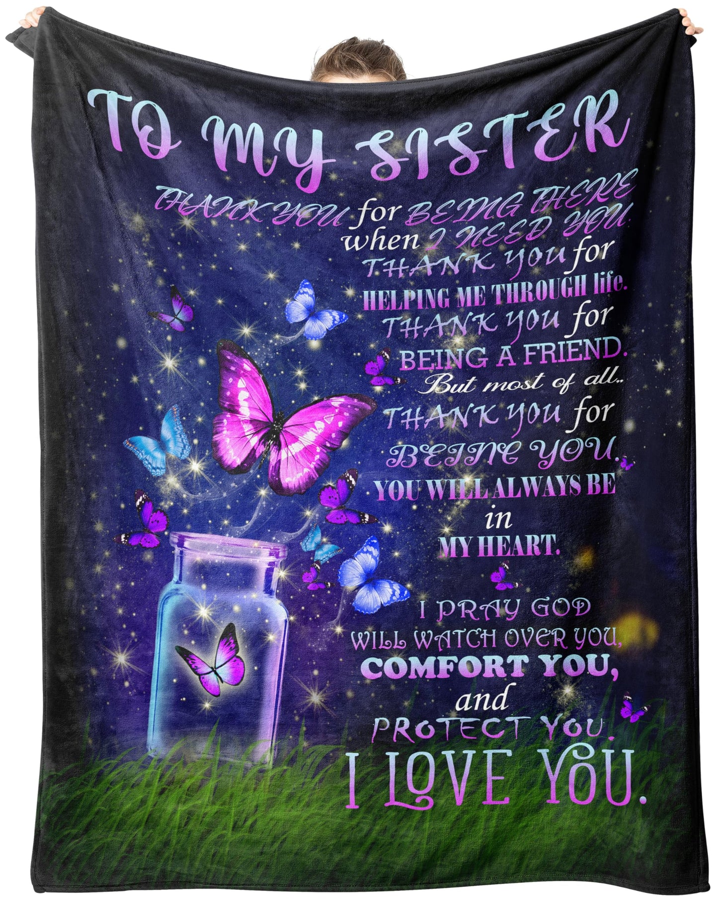 CUDEVS Sister Birthday Gift Ideas, Birthday Gifts for Sister, Birthday Gift for Sister, Sister Birthday Gifts,Sister Blanket 60" x 50"