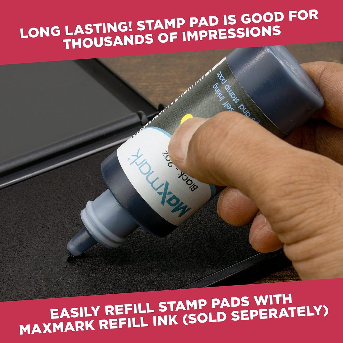 Large Premium Black Ink Stamp Pad - 3" by 6" - Quality Felt Pad