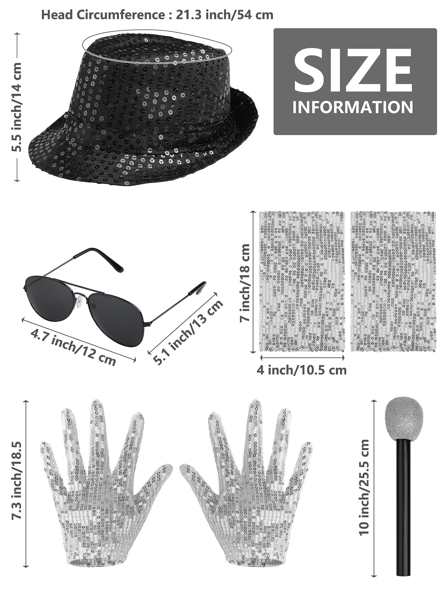 AOTHSO 8 Pieces Kids Boys 80s Dance Costume 90s Pop Stage Outfits with Glasses Hat Gloves Microphone Halloween Cosplay Party