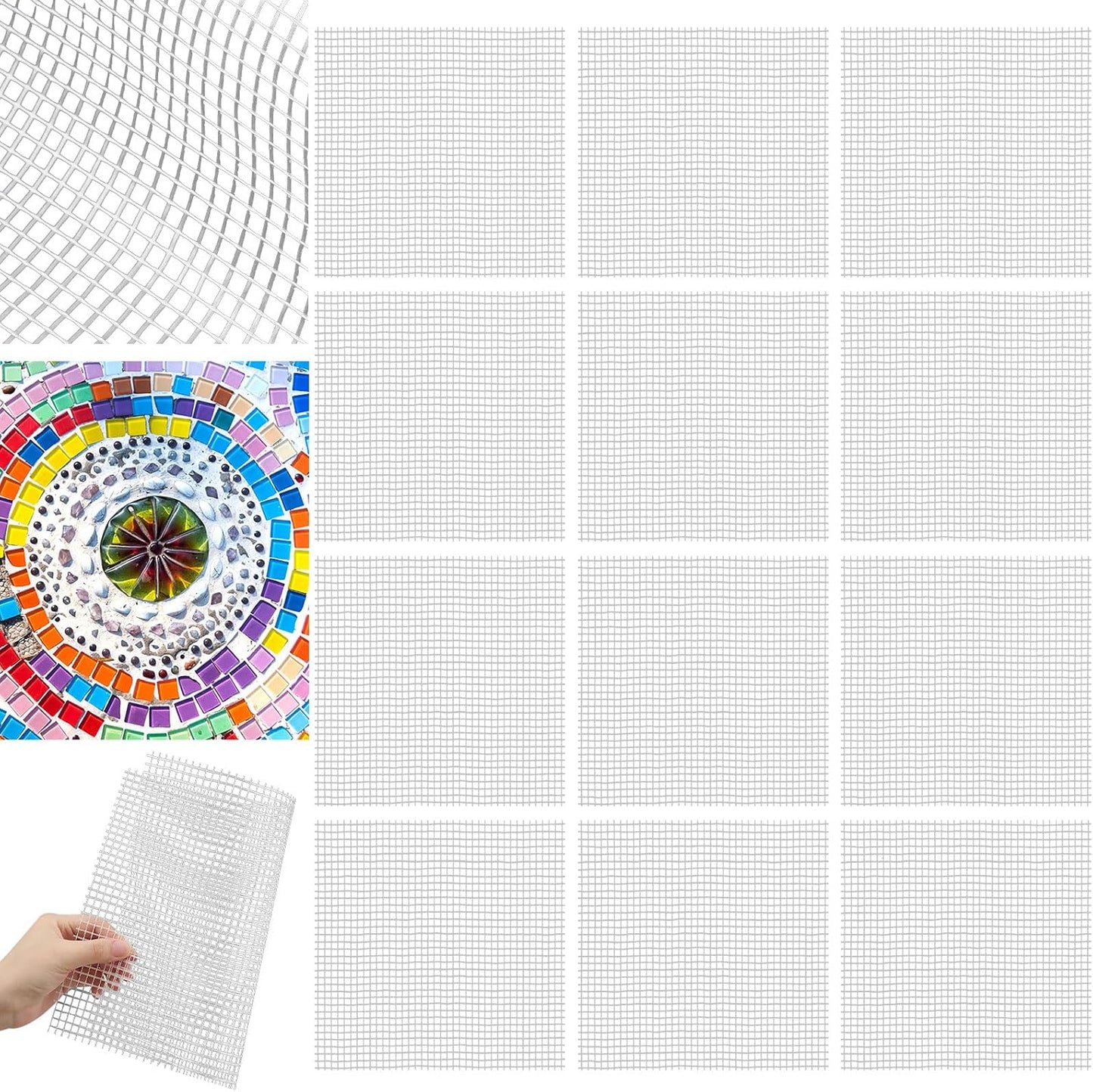 24 Set 12 x 12 Mosaic Mesh for Back Mounted Tile Fiberglass Mosaic Mesh Backing Boast for Tile Installation Supplies Tools (Non Sticky)