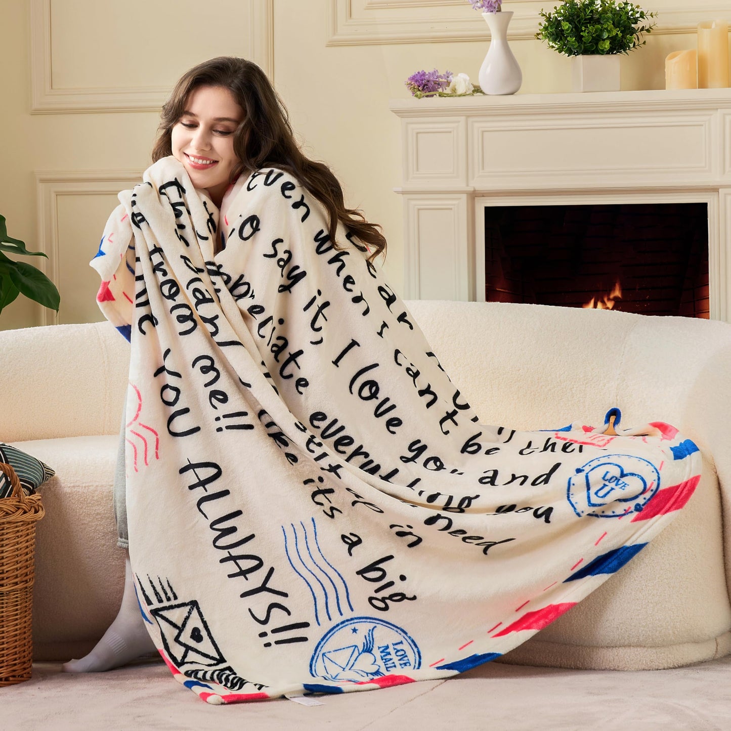 Joiedomi Birthday Gifts for Mom Soft Flannel Mom Blanket for Women Wife Grandma Mothers Day Anniversary Present from Daughter Son 50" x 60" Ivory White