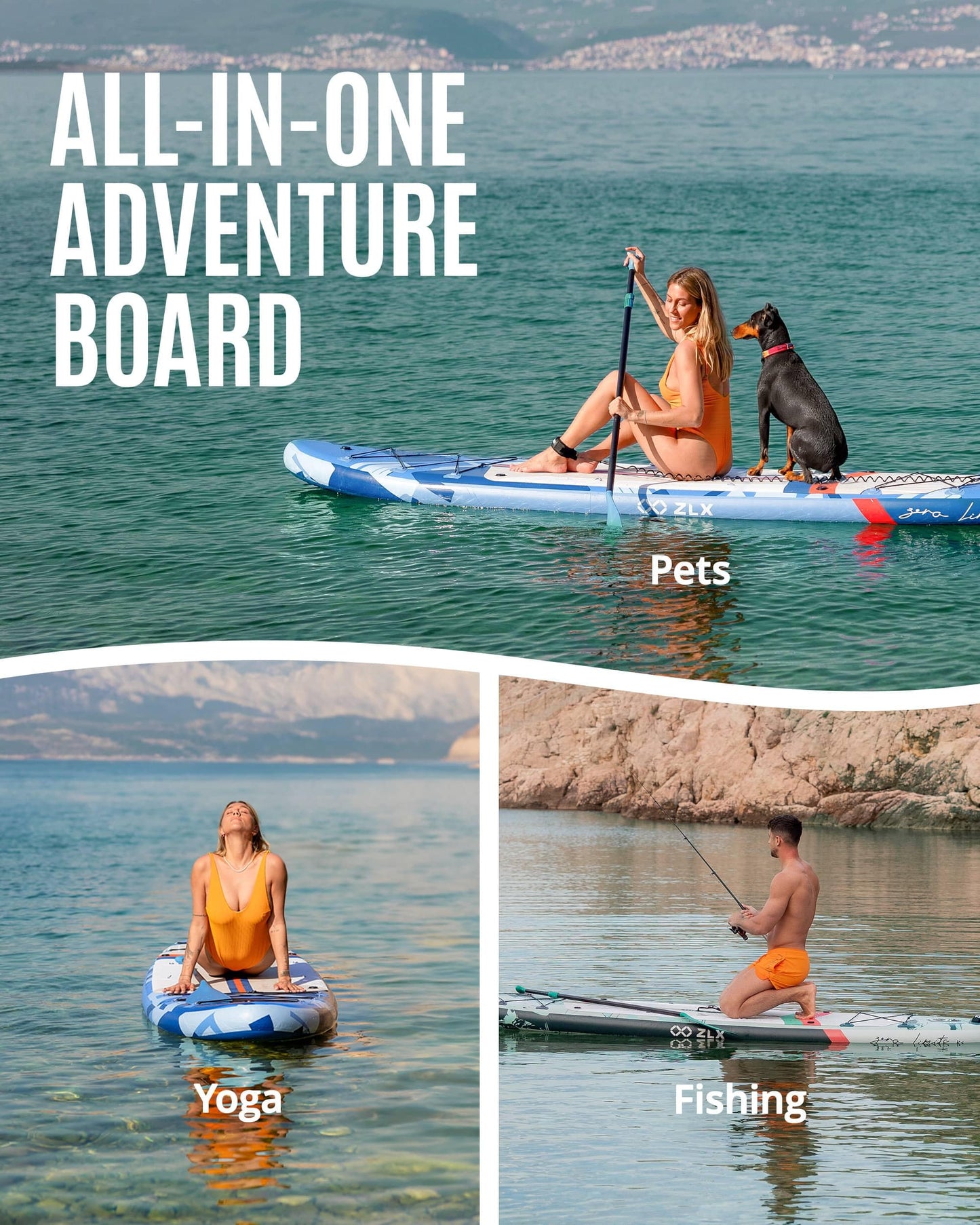 ZLX 11'6" Extra Large Inflatable Stand Up Paddle Board with Inflatable Seat | Stable Non-Slip Deck Pad and Premium iSUP Accessories - Portable Backpack & Upgraded Pump for Adults, All Skill Levels
