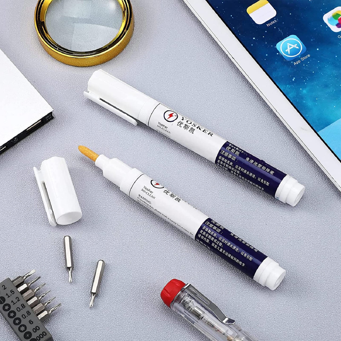 3 Pieces No Clean Soldering Pen Rosin Solder Pen for Electronics Tabbing Wiring Liquid Solder, Welding Maintenance of PCB Board