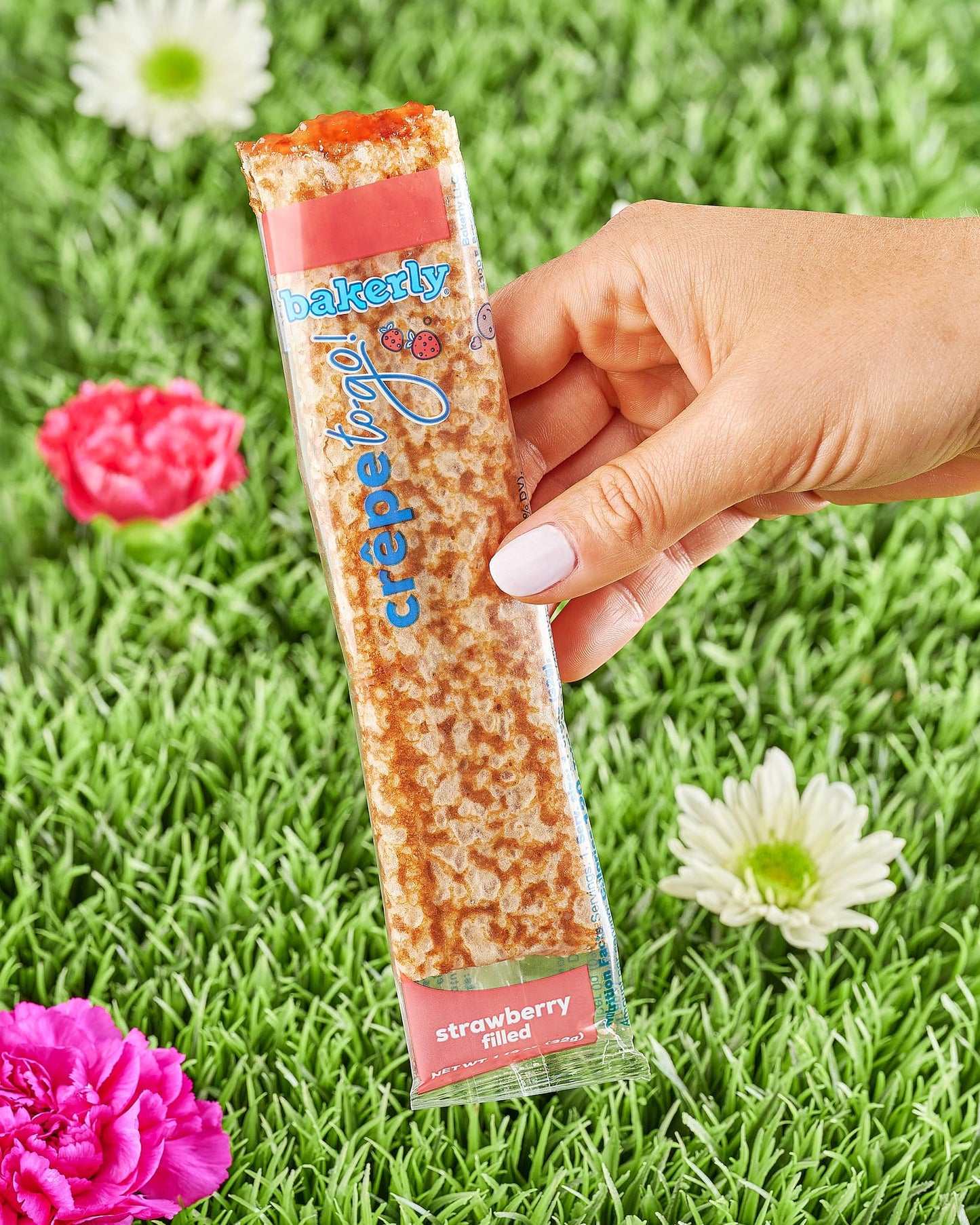 bakerly Strawberry Filled Crepes to go! Non GMO, Free from Artificial Flavors & Colors, Pack of 9, 6-Count (54 Total Crepes)