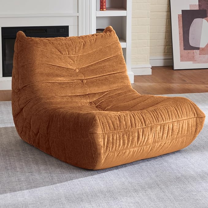 HABUTWAY Bean Bag Chair, Giant Bean Bag Chairs for Adults, Bean Bag Sofa with Filler Faux Fur, Memory Foam Bean Bag Couches Fireside Lazy Sofa for Living Room, Bedroom, Office (Brown)