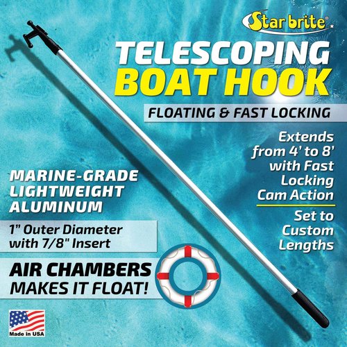 STAR BRITE Extending Boat Hook - Telescoping, Floating, Multi-Purpose - Extends from 4 ft. to 8 ft. 040609 & Absolute Outdoor Kent Clear Storage Bag with Type II Life Jackets, 4 Each