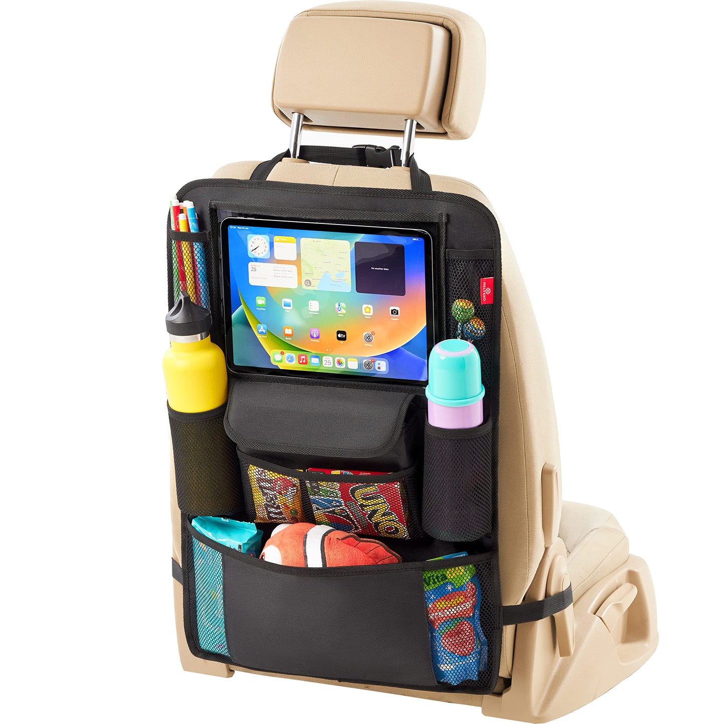 Helteko Car Seat Organizer, Ultra Version Kids Backseat Car Organizers and Storage, Waterproof Back Seat Protector Kick Mats with Tablet Holder 12 in, Car Accessories Interior and Travel Essentials.
