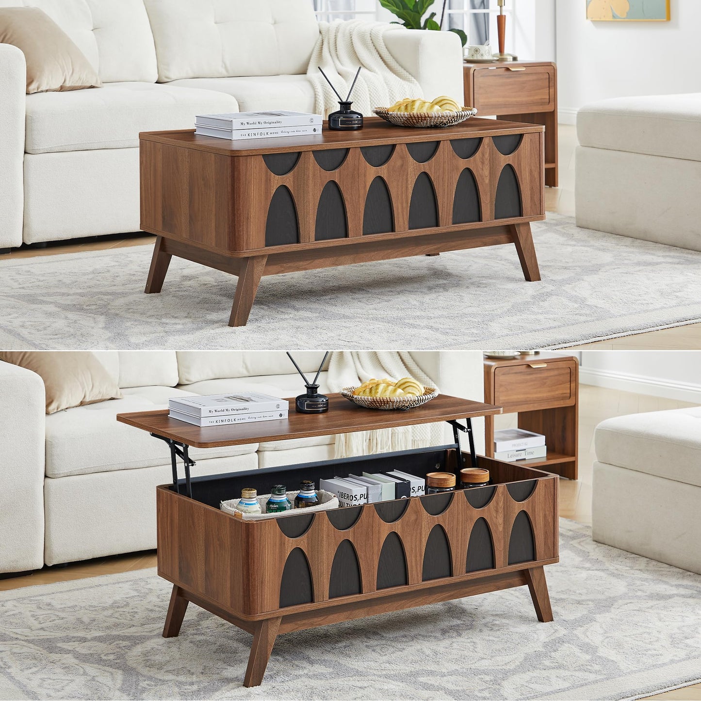 Caspellaire Lift Top Coffee Table with Storage,39” Modern Coffee Table with Lifting Tabletop and Hidden Storage,Wood Center Table for Living Room,Home Office