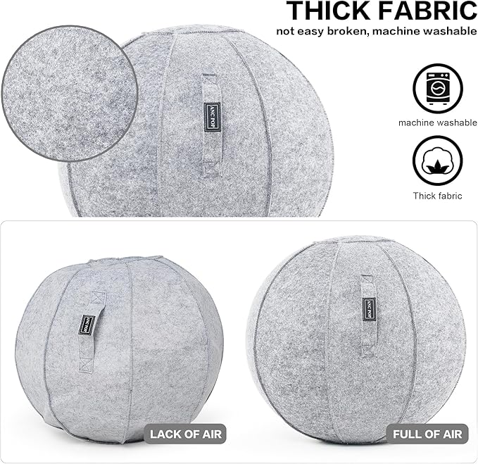 ANC POP Yoga Ball Exercise Ball, Anti Slip Stability Ball Chair, 25” Heavy Duty Large Gym Ball for Fitness, Balance and Core Workout with Cover, Easy Clean