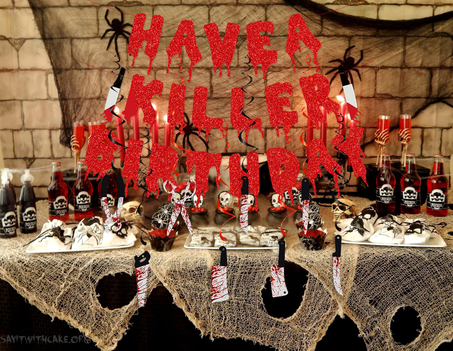 Killer Halloween Birthday Banner - Horror Movie & Zombie Vampire Theme Decorations