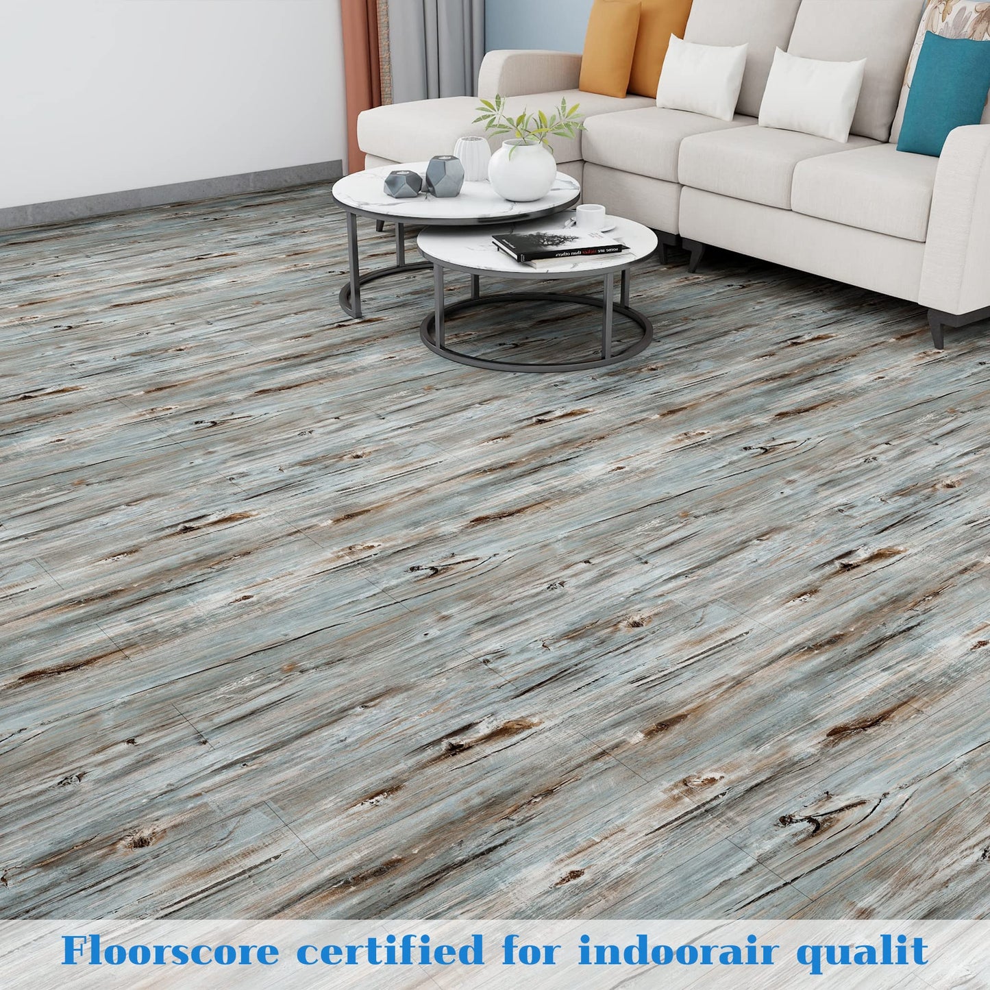 Waterproof Peel and Stick Floor Tile, 36 Pack 54 Sq.Ft（NO Sticky Residue Left） Wood Plank Vinyl Tile Stickers, Self-Adhesive DIY Flooring Tiles for Bedroom, Living Room, Bathroom （36" x 6"，Dustgray）
