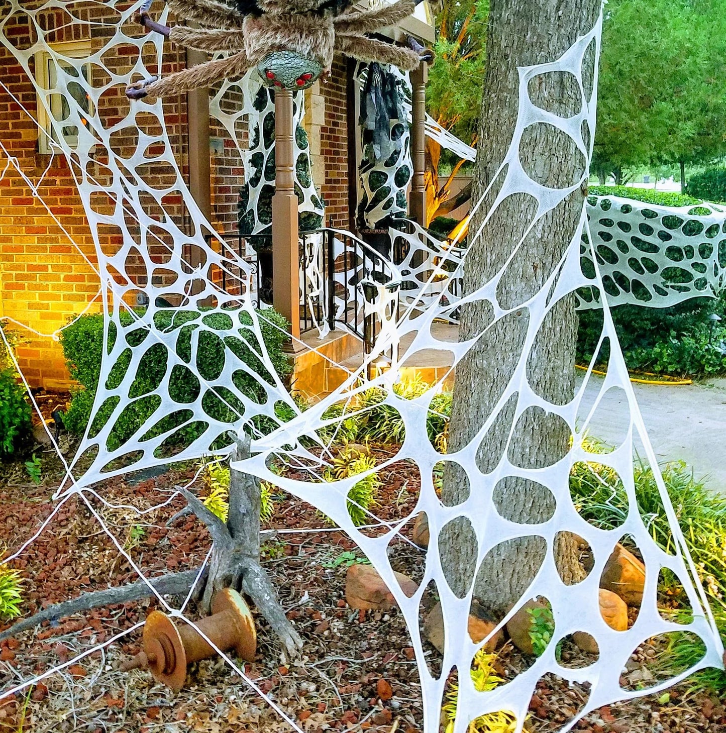 Halloween Decorations Outdoor Spider Web 26.9X12.46ft: Cut Your Own Giant Stretchy Beef Netting Spiders Webbing Gauze Cobweb Haunted House Decor