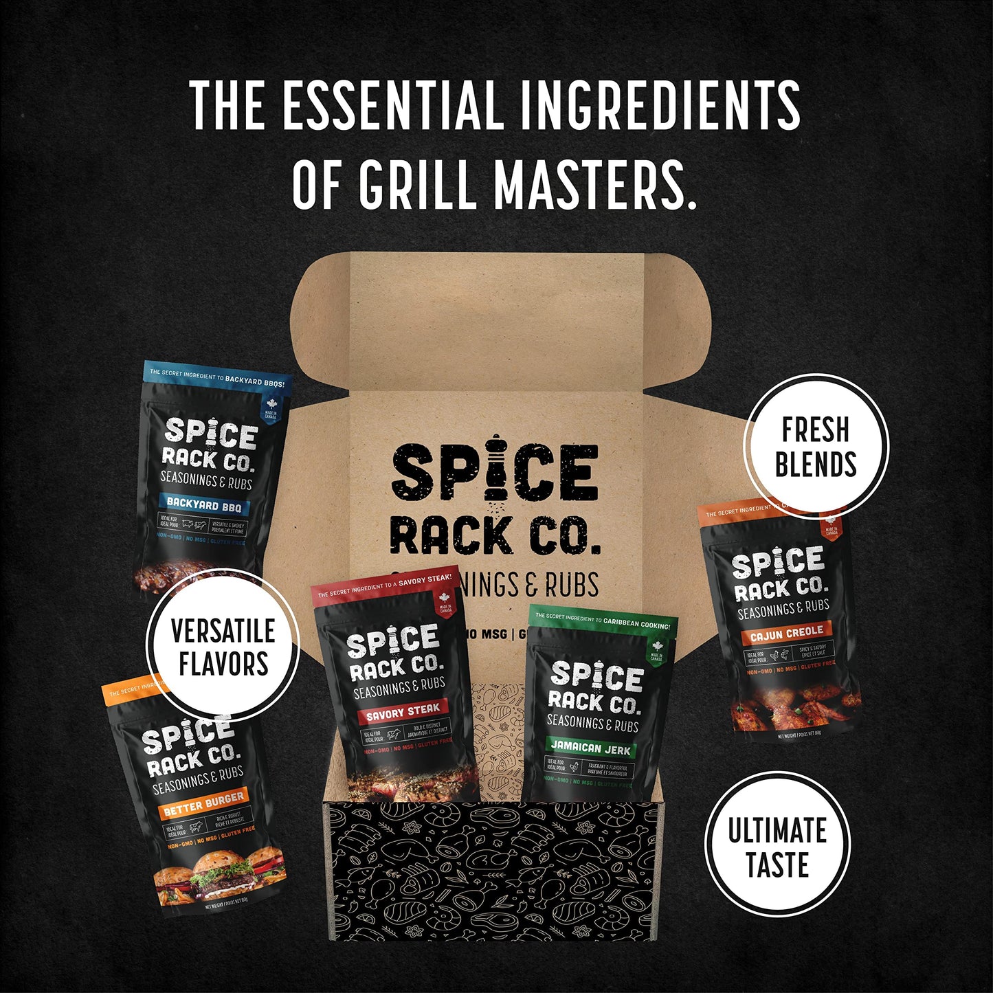 Spice Rack Co. BBQ Seasonings And Rubs - Smoking & Grilling Spices and Seasonings Sets, Grilling Accessories & Smoker Accessories, Birthday Gifts For Him, Mens Birthday Gifts For Men (5 Pack)