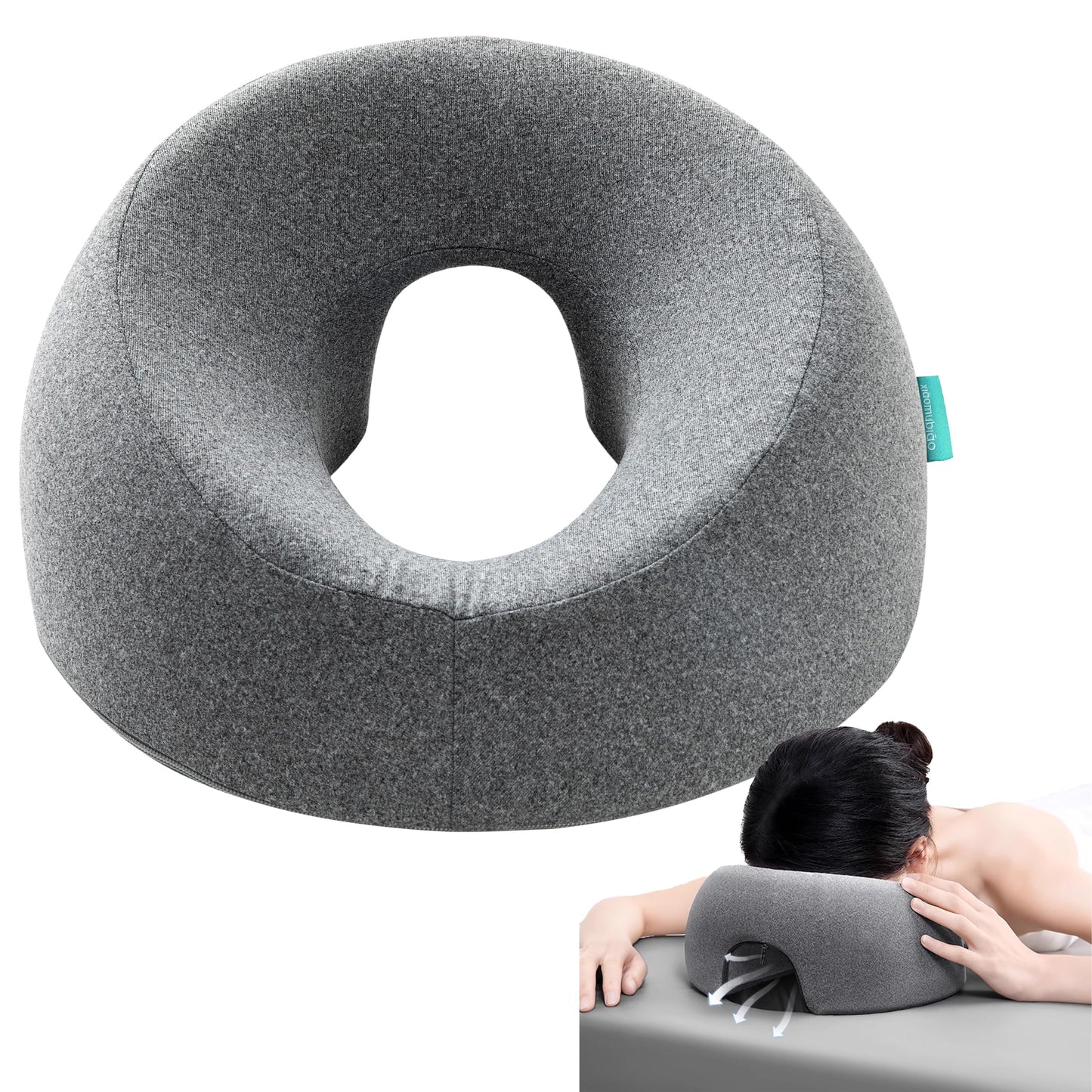 xiaomubiao Face Down Pillows Massage Pillow for Bed Headrest Prone Down Sleeping，Face Cradle，BBL Pillow After Surgery Post Eye Surgery Recovery & Vitrectomy Recovery Equipment Removable Cover Grey