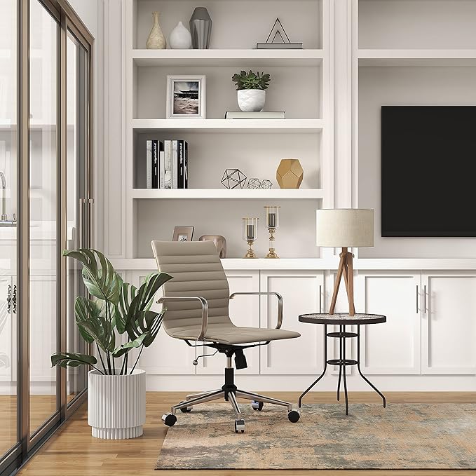 LUXMOD Office Chair Ergonomic Swivel Desk Chair with Wheels Adjustable Heavy-Computer Chair for Home and Conference Room Wide 22.83in Seat for Women and Men ，Grey