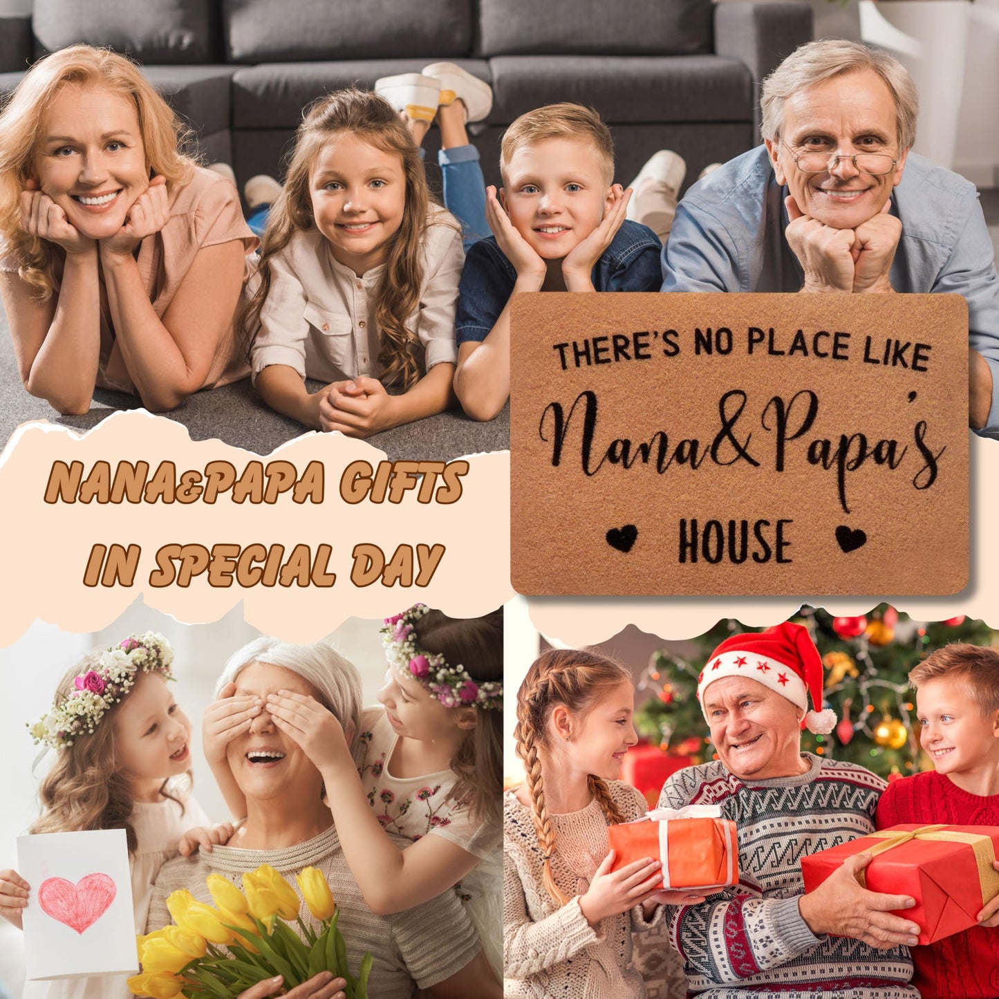 PLUJOYS Grandma Nana Gifts,Nana Gifts for Grandma,Grandma Birthday Gifts,Gifts for Grandparents,Nana Papa Gifts,Gigi Gifts for Grandma Grandpa from Granddaughter Grandson Grankids,Doormats Home Decor