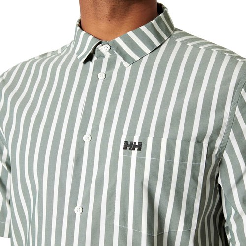Helly-Hansen Men's Short Sleeve Button Up Shirt, 390 Jungle Green Stripe