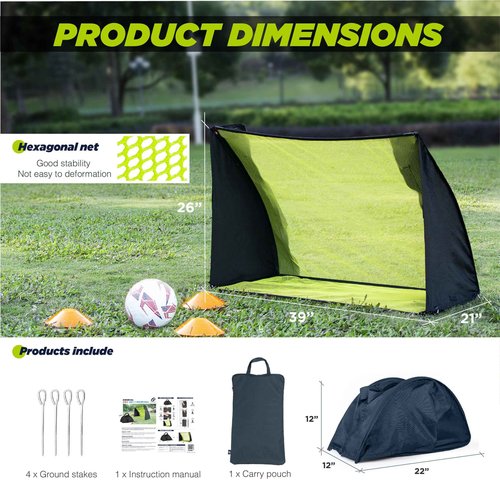 Pop Up Soccer Goal Net, Handbag Transforms into Soccer Goal Portable Practice Soccer Training Nets for Backyard Park Outdoor