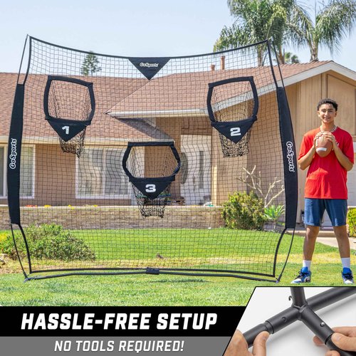 GoSports 8 x 8 ft Football Throwing Net - Black