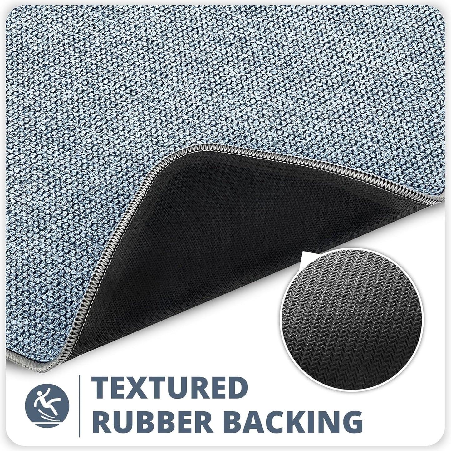 Bath Mat,Ultra Thin Bathroom Rugs,Rubber Bath Mats for Bathroom,No Slip Bath Rugs,Quick Dry,Machine Washable,Low Pile,Absorbent,Shower Outside,Sink,Home Decor Accessories.Blue,1'5"x2'3"(17x27inch)