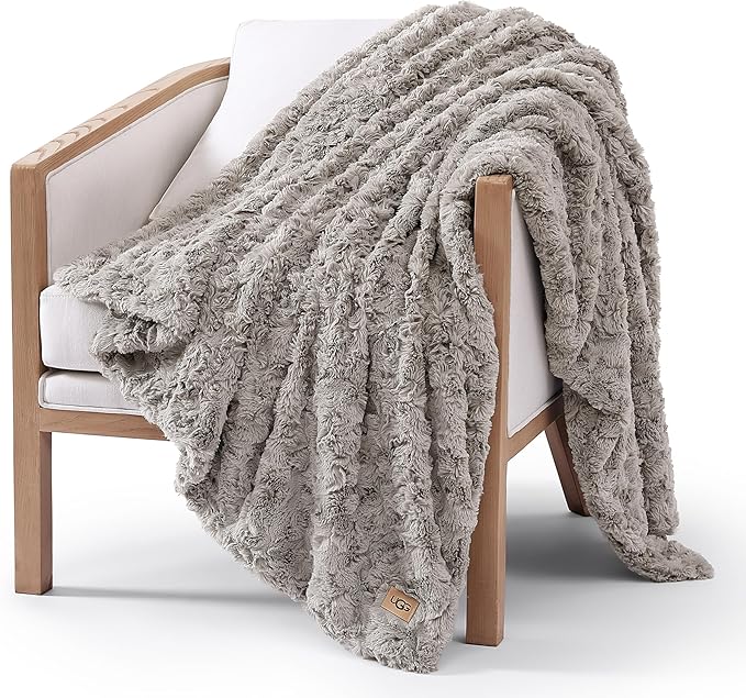 UGG Adalee Faux Fur Throw Blanket Luxury Lightweight Cozy Soft Throw for Couch Bed or Chair Hypoallergenic Machine Washabl...