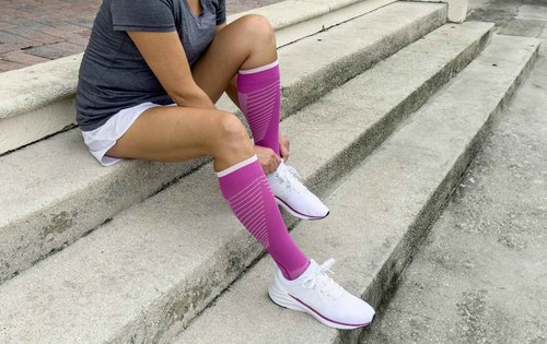 Unisex Motion Flow Tech Compression Socks 20-30mmHg - for Men & Women - Graduated Stockings for Varicose Veins, Edema, Athletes, Pregnancy, Travel, Nurses, Runners & DVT - Deep Sea - Medium Long