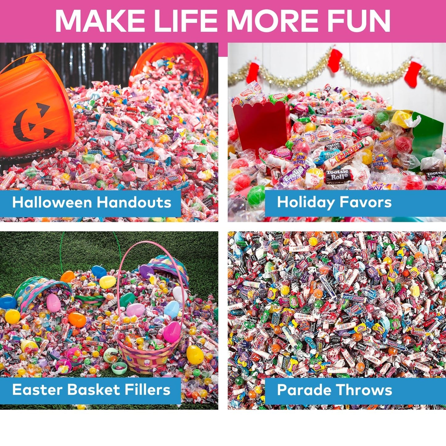Fun Express Bulk Candy - 30 Pounds - Parade Throws - Wholesale Big Bulk Candies - Individually Wrapped Candies - Schools, Offices, Camps, Claw Machine, Birthdays, Holidays, Halloween