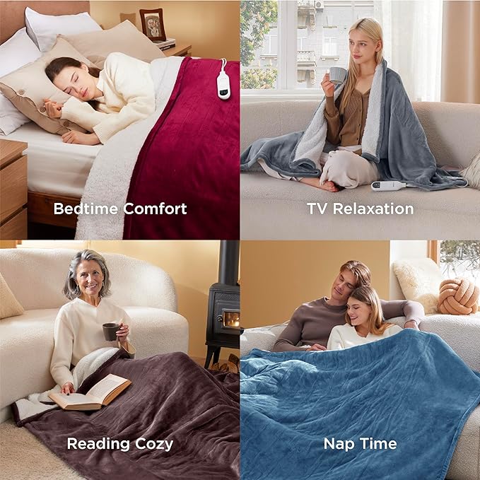 Bedsure Electric Blanket King Size - Dual Control Heated Blanket King Size, Fast Heating with 10 Time Settings & 10 Heat Settings, Warm Gifts for Women Grandma (100x90 inches, Pink)